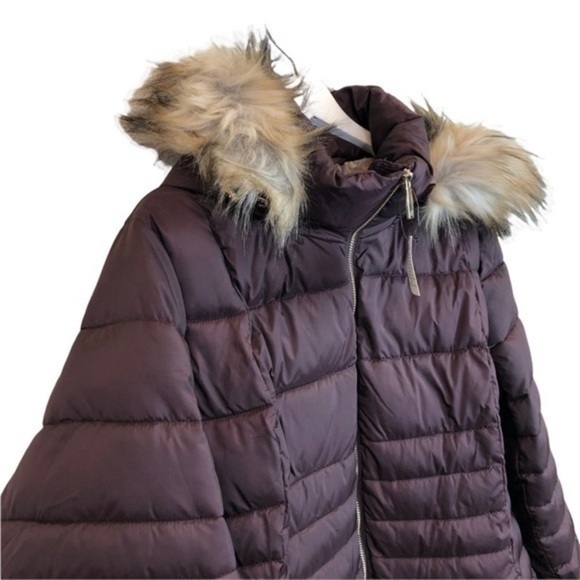 Calvin Klein Purple Fur Long Puffer Jacket New - Picture 14 of 15